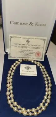 NIB Camrose & Kross Jackie Kennedy Double Strand Simulated Pearl Necklace (11712