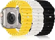3 Pack Stretchy Nylon Solo Loop Band Compatible with Apple Watch Band 38mm 40mm 41mm 42mm 44mm 45mm 49mm Women Men, Adjustable Sport Elastic Strap for iWatch Series Ultra/SE/8/7/6/5/4/3/2/1