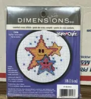 Cross Stitch Dimension "Star Pair" Plastic Hoop Needlework Kit For Kids 72456
