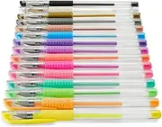 Hama Gel Pens, Set of 15 (Gel Pen Set, Gel Pen Set, Gel Pen Set, Gel Pens Pastel/Classic, Gel Pen Black/White/Blue/etc., for Children/Adults, for Drawing, Painting, Designing) Colourful
