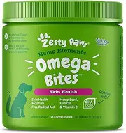 Zesty Paws Omega 3 Soft Chews with Hemp for Dogs - with Alaskomega Fish Oil for Epa & Dha Fatty Acids - for Shiny Coats & Itch Free Skin - Dog Hip & Joint Support + Promotes Heart & Brain Health