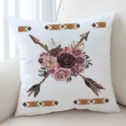 Native Purplish Flowers and Arrows Cushion Cover