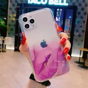 For iPhone 12/Pro/Max/Mini 11 Clear Marble Shockproof Case Glitter Bling Cover Purple IPhone 12 Pro Max (6.7")