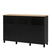 BESTÅ storage combination with doors, Lappviken/Stubbarp/Sindvik black-brown clear glass, 180x42x114 cm