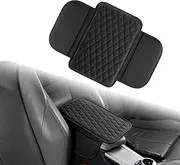 Yitexin Car Center Console Cover with 2 Storage Bags, Leather Arm Rest Cover for Car Accessories Interior, Auto Universal Middle Console Cover Cushion Protector for Most Vehicle (Black)