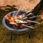 Wood Burning Firepit Grill with Spark Protection Fireplace Log Grate Metal Fire