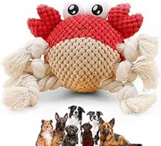 napojoy Dog Toys, Stuffed Dog Toys for Small Medium Large Dogs, Squeaky Dog Chew Toy with Crinkle Paper, Outdoor Puppy Toys Interactive Tough Plush Rope Toys Crab Shape
