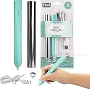 Foil Quill Pen Starter Kit with 4 Size Metal Tips &1pc Heat Activated Foil Rolls, Hot Foiling Pen for Card Making Scrapbooking Tools,USB Powered (Blue)
