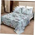 Floral Bed Sheet Set Size, Abstact Colors & Textures Digital King Blue Green