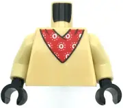 Lego New Tan Minifigure Torso with Red Bandana White Pattern Black Hands