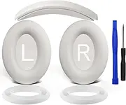 SOULWIT Ear Pads Cushions + Headband + Silicone Earpads Cover Protector, Replacement Kit for Bose QuietComfort 45 (QC45)/QuietComfort SE (QC SE)/New Quiet Comfort Over-Ear Headphones - White Smoke