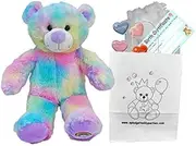 Magical Rainbow Teddy Bear - Soft Plush Toy - 10 inch / 25cm - Build your own Teddy Bear - Party Kit - no sewing