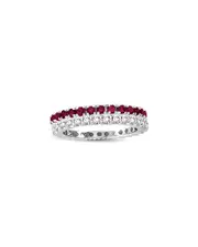 Suzy Levian Set of 2 14K 1.50 ct. tw. Diamond & Ruby Eternity Rings 5.5 NoColor
