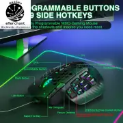 SM809 Wired Black Gaming Mouse 22800 DPI, 16 Programmable Buttons, RGB Backlit
