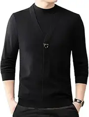 [Generic] Men Spring-Autumn Fake-Two Piece Pullover Sweaters Business Solid Color Long Sleeve Wool Blended Knitwear Tops