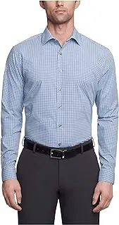 [UNLISTED] by Kenneth Cole Reaction Men's Slim Fit Check Spread Collar Dress Shirt, Medium Blue, 16"-16.5" Neck 32"-33" Sleeve