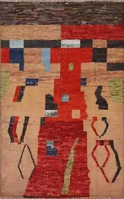 Abstract Moroccan Berber Oriental Area Rug Hand-knotted Plush Wool 5'x8' Carpet