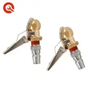 with Valve Stem Lock On Clip Inflator Steel Fitting 2X Ball Tire Air Tyre Chuck