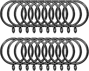 AHUNTTER 50 Pack 38mm Matte Black Metal Curtain Drapery Pole Rings with Curtain Hooks - Smooth Glider Curtain Rail Hanging Rings fit Rods up to 35mm Diameter