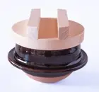 DORAKU Kiln Japanese Earthen Rice Pot HAGAMA Handcraft Black DONABE 2 cup/ 2-go