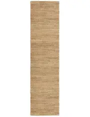 [Miss Amara] Indigo Braided Jute Runner Rug in Natural Tan