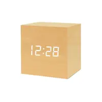 在飛比找樂天市場購物網優惠-長型木質時鐘 方形木質時鐘 溫度計時鐘 LED溫度電子鐘 立