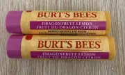 x2 BURTS BEES DRAGONFRUIT LEMON MOISTURISING BALM
