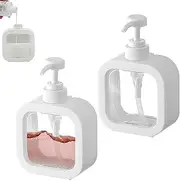 AOMiGT Plastic Soap Dispenser, 2 Pieces, 300 ml, Transparent, White, Shower Gel, Lotion, Shampoo, Dish Soap Dispenser