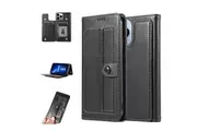 For Apple iPhone 13 Pro Max Case SupRShield Pro Luxury Wallet Leather Flip Magnetic Stand Case Cover (Black)