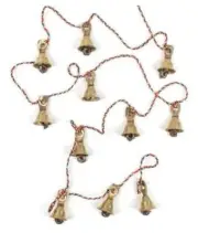 Brass Decorative String of 11 Metal Vintage Indian Style Fair Trade Wall