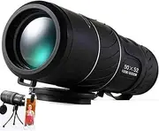 50x52 Portable Monocular with Dual Focus Optical Zoom, Monocular Telescope, Multi-Coated Binoculars, Dual Focus Lenses, Black