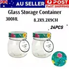 24x 300ML Glass Preserving Jars Food Storage Container Kitchen Jam Jelly Spice