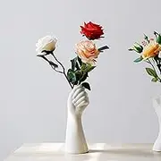 Human Body Ceramic Hand Vase 9 Inch Arm Body Shaped Small Flower vase Modern Aesthetic Decorative White Ceramic vases Tabletop White Arm vase for Home Office Decoration