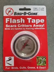 Bird B Gone Flash Tape 1" x 50' #MMFT-050 Scare away critters NEW