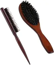 Armastuse Boar Bristle Hair Brush,2pcs Professional Massage Comb,Stiff Bristles Hairbrush for Beard Styling,Hair Brush for Men and Women,for Detangling,Smoothing,Wave Styles