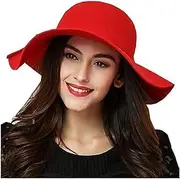 [Generic] Women's Foldable Wide Brim Retro Floppy Felt Bowler Hat Wave Brimmed top hat