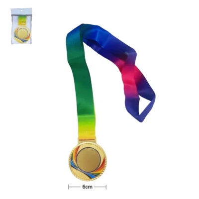 Medal Blank for Sports Clubs Gold print or engravement with multi color Ribbon
