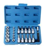 29pc Impact Damaged Bolt Nut Screw Remover Metric Kit Socket Threading Extractor