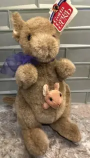 Gund 12” Kangaroo Pockets Plush Animal Joey Mom Baby 1993 Australian Animals Tag
