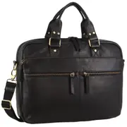 Pierre Cardin Multi Compartment Leather Computer Bag - Black