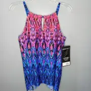 Miraclesuit Vesuvio Tankini Top Swim Womens 10 Built in Bra Peephole NEW $128