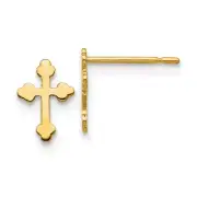 Real 14kt Yellow Gold Madi K Children's Cross Post Earrings