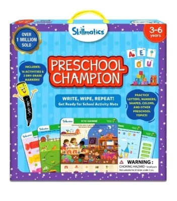 Skillmatics Preschool Champion. Write, Wipe, Repeat -16 Activities & 2 Dry Erase
