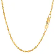 14k Yellow Gold Singapore Chain Bracelet, 2.1mm, 10"