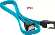1PCS 90° Right Angle SATA III 6Gbps Cable 12" with Locking Latch Blue