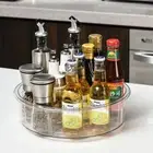 360° Rotates Divided Spinner Raised Edge Spice Rack Kitchen