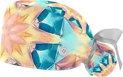 [YTYVAGT] 2-Pc,Gourd-Shaped Working Cap,Fisherman Hat with Buttons and Cotton Sweatband,Fantasy Abstract Geometry
