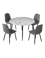 [Artiss] Marble Dining Table And Chairs Set Of 4 in Grey