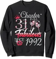 [X.Style] Womens Chapter 31 Fabulous Since 1992 31st Birthday Queen Sweatshirt ds1946 Sweater (2XL) Black