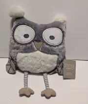 New Levtex Baby Gray Striped Plush Owl 15" Stuffed Animal Pillow Nursery NWT